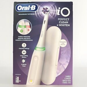 NEW Oral-B iO Perfect Clean + Whiten Electric Toothbrush w/ Travel Case